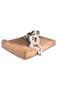 Big Barker Orthopedic Dog Bed wHeadrest - 7A Dog Bed for Large Dogs wWashable & chew-Resistant Microsuede cover - Elevated Dog Bed Made in The USA w 10-Year Warranty (Headrest, giant, Khaki)