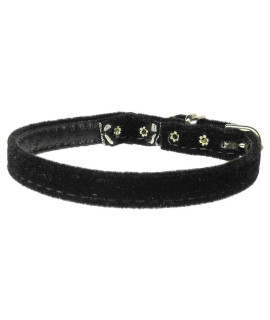 Velvet 38 Plain cat collar w Band Black 10