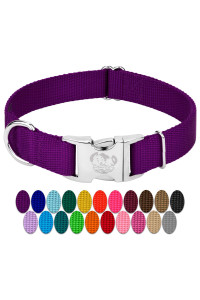 country Brook Design - Vibrant 25+ color Selection - Premium Nylon Dog collar with Metal Buckle (Medium, 34 Inch, Purple)