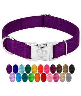 country Brook Design - Vibrant 25+ color Selection - Premium Nylon Dog collar with Metal Buckle (Medium, 34 Inch, Purple)