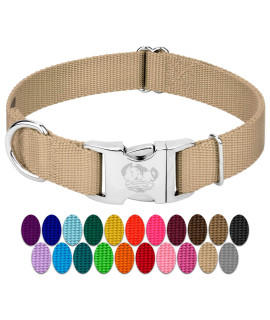 country Brook Design - Vibrant 30+ color Selection - Premium Nylon Dog collar with Metal Buckle (Small, 34 Inch, copper gold)