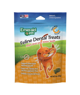 Feline Dental Treats - Tasty and Crunchy Cat Dental Treats Grain Free - Natural Dental Treats to Clean Cat Teeth, Freshen Cat Breath, and Reduce Plaque and Tartar Buildup - Chicken Treats, 3 oz