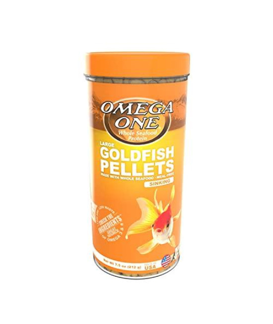 Omega One Goldfish Pellets, Sinking, 6mm Large Pellets, 7.5 oz