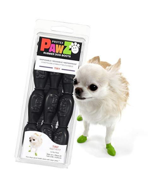 PawZ Dog Boots | Rubber Dog Booties | Waterproof Snow Boots for Dogs | Paw Protection for Dogs | 12 Dog Shoes per Pack (Tiny)