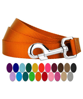 country Brook Petz - 1 Inch Solid color Nylon Dog Leash - Durable clip - Soft Handle (1 Inch Wide, 4 Foot, Orange)