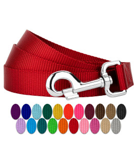 country Brook Petz - 1 Inch Solid color Nylon Dog Leash - Durable clip - Soft Handle (1 Inch Wide, 4 Foot, Red)