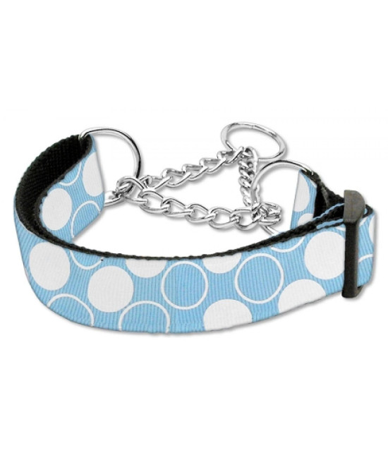 Mirage Pet Products Martingale Diagonal Dots Nylon collar Medium Baby Blue