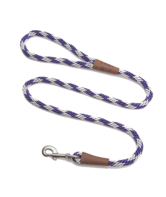 Mendota Pet Snap Leash - British-Style Braided Dog Lead, Made in The USA - Amethyst, 12 in x 4 ft - for Large Breeds