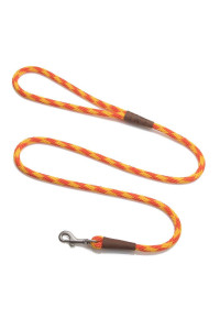 Mendota Pet Snap Leash - British-Style Braided Dog Lead, Made in The USA - Amber, 12 in x 4 ft - for Large Breeds
