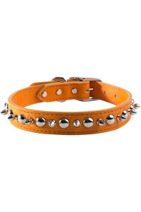 OmniPet Signature Leather Pet Collar with Spike and Stud Ornaments, Mandarin, 1 by 24"