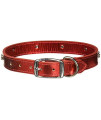 OmniPet Signature Leather Dog Collar with Bone Ornaments, Metallic Red, 24"