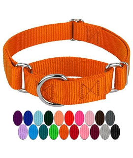 Country Brook Petz - Orange Martingale Heavy Duty Nylon Dog Collar - 21 Vibrant Color Options (3/4 Inch Width, Small)