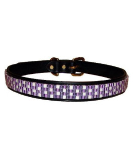 Just FUR Fun Dog collar Purple Jewel 26-Inch Brown Leather