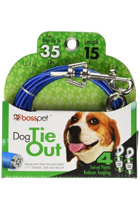 Boss Pet Products Tie Out Dog Medium 15 Foot Pdq