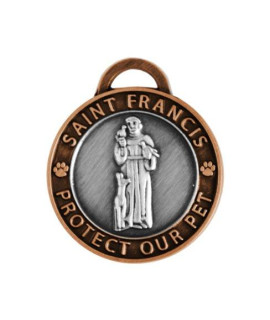 Luxepets Pet Collar Charm, Saint Francis of Assisi, Large, Antique Silver/Copper