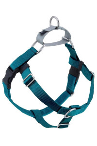 2 Hounds Design Freedom No Pull Dog Harness | Adjustable Gentle Comfortable Control for Easy Dog Walking | for Small Medium and Large Dogs | Made in USA | Leash Not Included | 1" MD Teal