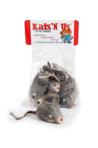 Real Rabbit Fur Mouse Cat Toy - 5 Pak