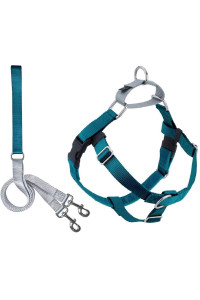 2 Hounds Design Freedom No Pull Dog Harness | Adjustable Gentle Comfortable Control for Easy Dog Walking |for Small Medium and Large Dogs | Made in USA | Leash Included | 5/8" MD Teal