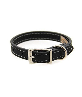 Luxury Italian Leather Tuscany Dog Collar - Black - 12