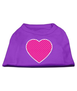 Mirage Pet Products Pink Swiss Dot Heart Screen Print Shirt Small Purple