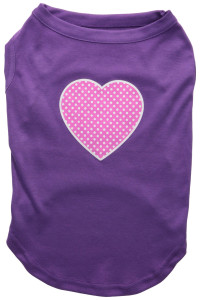Mirage Pet Products Pink Swiss Dot Heart Screen Print Shirt X-Large Purple