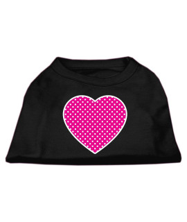 Mirage Pet Products Pink Swiss Dot Heart Screen Print Shirt X-Small Black