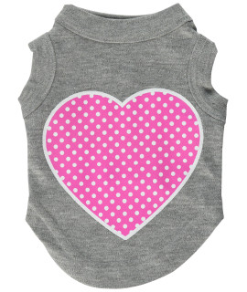 Mirage Pet Products Pink Swiss Dot Heart Screen Print Shirt X-Small grey