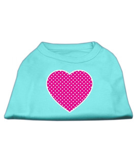 Mirage Pet Products Pink Swiss Dot Heart Screen Print Shirt XX-Large Aqua
