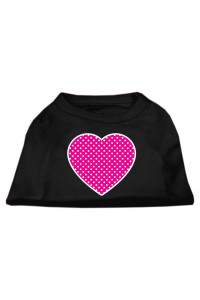 Mirage Pet Products Pink Swiss Dot Heart Screen Print Shirt 3X-Large Black