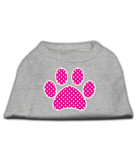 Mirage Pet Products Pink Swiss Dot Paw Screen Print Shirt Medium grey