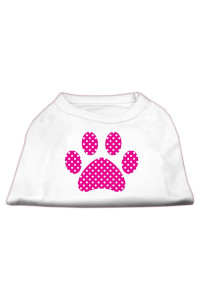 Mirage Pet Products Pink Swiss Dot Paw Screen Print Shirt X-Large White
