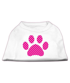 Mirage Pet Products Pink Swiss Dot Paw Screen Print Shirt X-Large White