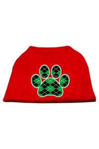 Mirage Pet Products Argyle Paw green Screen Print Shirt Red XL (16)