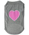Mirage Pet Products Pink Swiss Dot Heart Screen Print Shirt Large grey