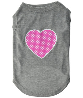 Mirage Pet Products Pink Swiss Dot Heart Screen Print Shirt Large grey