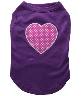 Mirage Pet Products Pink Swiss Dot Heart Screen Print Shirt Large Purple