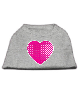 Mirage Pet Products Pink Swiss Dot Heart Screen Print Shirt Medium grey