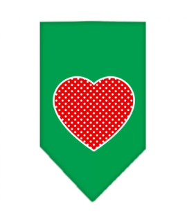 Red Swiss Dot Heart Screen Print Bandana Emerald green Small