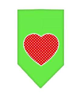 Red Swiss Dot Heart Screen Print Bandana Lime green Small