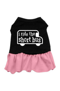 Mirage Pet Products 57-48 LGBKPK 14 I Ride The Short Bus Screen Print Dress Black with Light Pink, Large