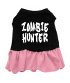 Mirage Pet Products 57-54 LGBKPK 14 Zombie Hunter Screen Print Dress Black with Light Pink, Large