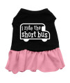 Mirage Pet Products 16-Inch I Ride The Short Bus Screen Print Dress, X-Large, Black with Pink