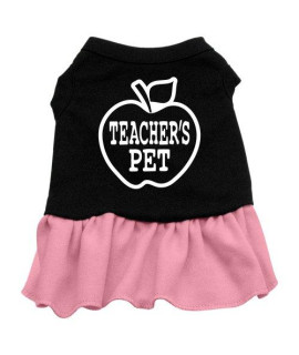 Mirage Pet Products 8-Inch Teachers Pet Screen Print Dress, X-Small, Black with Pink