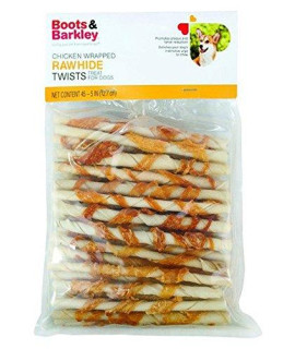 Boots & Barkley Chicken Wrapped Rawhide Twists - 45 Count Bag