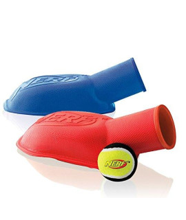 Nerf Dog Tennis Ball Stomp Launcher, 12-Inch, (2-Pack), Red and Blue