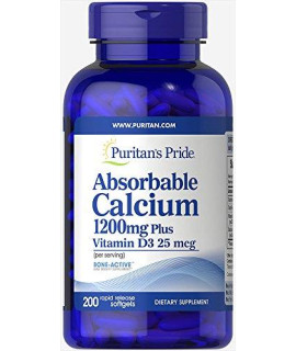 Puritans Pride Absorbable calcium with Vitamin D 3 1000iu Softgels, 1200 mg, 200 count