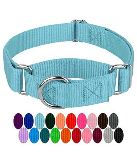 Country Brook Petz - Ocean Blue Martingale Heavy Duty Nylon Dog Collar - 21 Vibrant Color Options (1 Inch Width, Large)
