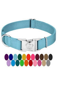 country Brook Design - Vibrant 25+ color Selection - Premium Nylon Dog collar with Metal Buckle (Medium, 34 Inch, Ocean Blue)