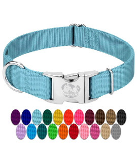 country Brook Design - Vibrant 25+ color Selection - Premium Nylon Dog collar with Metal Buckle (Small, 34 Inch, Ocean Blue)