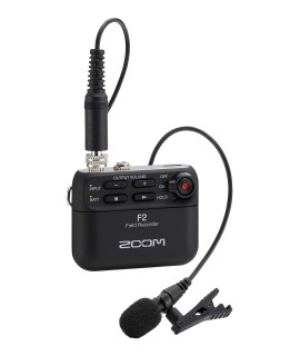 Zoom F2 Lavalier Body-Pack compact Recorder, 32-Bit Float Recording, No clipping, Audio for Video, Records to SD, and Battery Powered with Included Lavalier Microphone